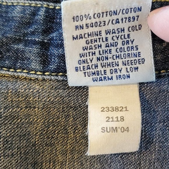 Y2K Denim Shirt Dress Blue Collared  Cotton Button Down Cargo‎ Pockets S/M - Picture 7 of 7